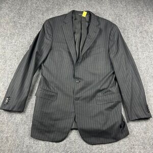 Ermenegildo Zegna Blazer Mens 56L Charcoal Grey Pinstripe 14 Milmil 14 Wool Suit